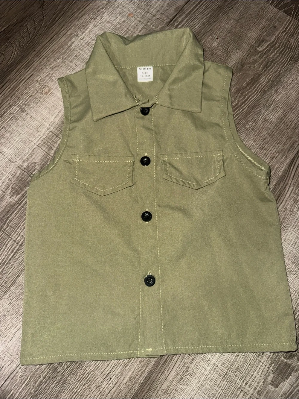 SHEIN Boys Sporty Workwear 2 Piece Set In Olive Green Size 12-18 Months
